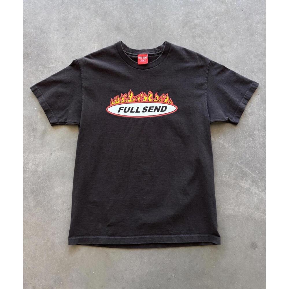 Full Send Flame By Nelk Boys T-shirt Large Black Made In Canada Streetwear Tee